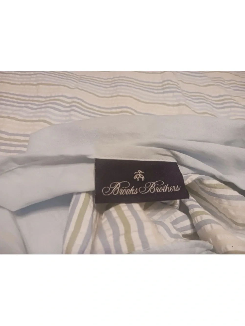 Brooks Brothers Striped Seersucker Comforter in Cream and Pale Blue